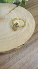 Anel Gota Cravejado de Zircônias Banhado a Ouro 18k