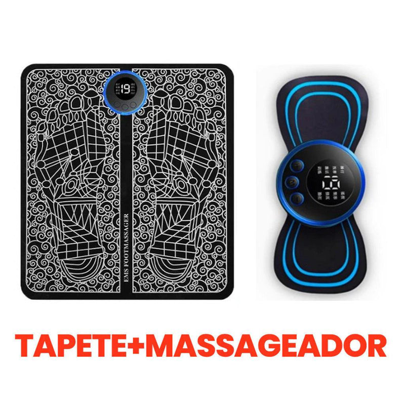 Kit Tapete e Mini  Massageador Elétrico Para Pés e Membros Corporais.